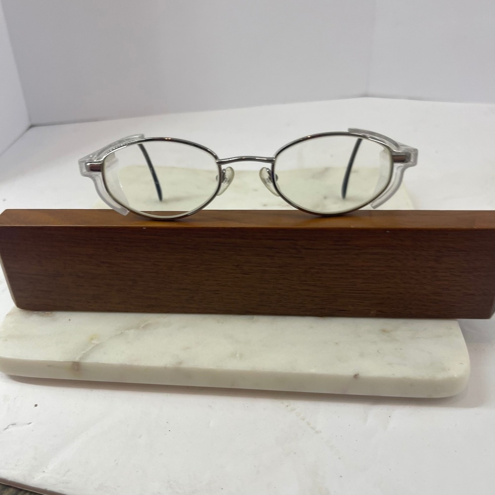 Vtg‎ Safety Glasses Eyewear Side Shields Clear Lenses Metal Frame Retro